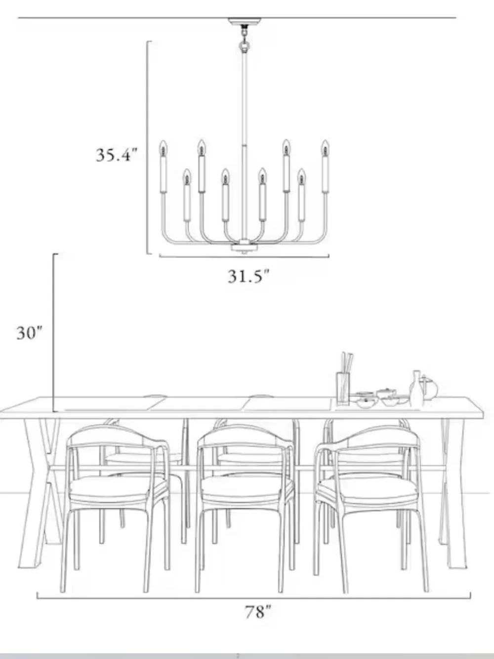 Modern 31.5 in. 8-Light Gold Candlestick Chandelier Living Room, Dining Room